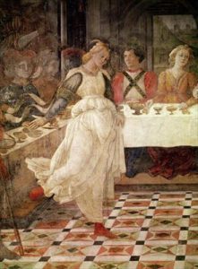 Filippo Lippi, détail de La danse de Salomé, fresque, Duomo de Prato, 1464